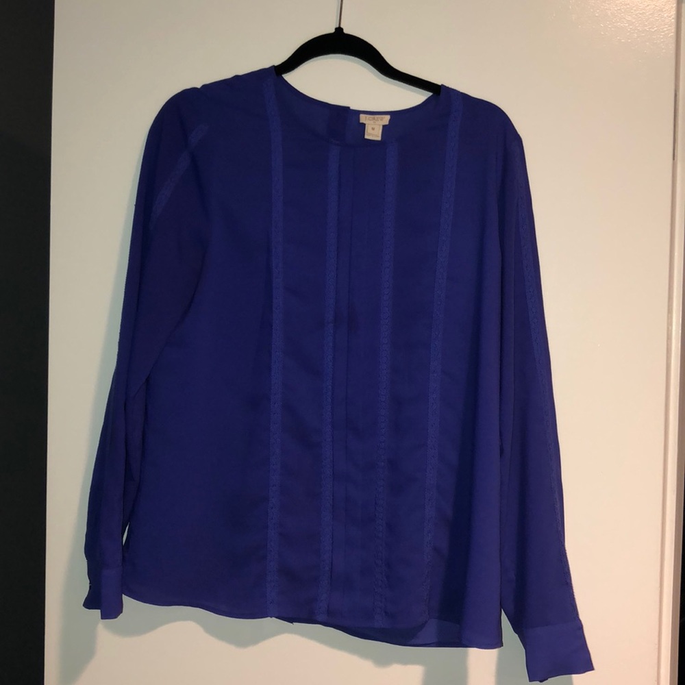 Jcrew factory royal blue top with lace detail.